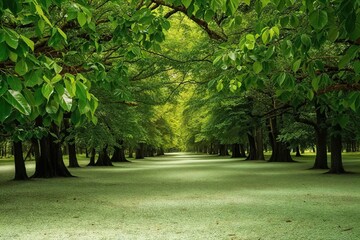 Fototapeta premium Lush Green Forest with Vibrant Emerald Foliage and Soft Earthy Texture