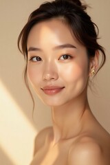 Beautiful Woman Skincare Portrait Natural Beauty Soft Light Asian Model