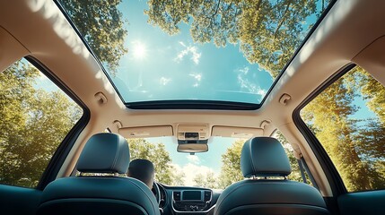 Fototapeta premium A panoramic sunroof in a contemporary vehicle