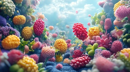 Fototapeta premium Vibrant Floral Fantasy: A Dreamlike Garden of Colorful Blooms