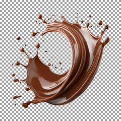 High-Quality Chocolate Splash in Wave Formation on transparent background, png, psd
