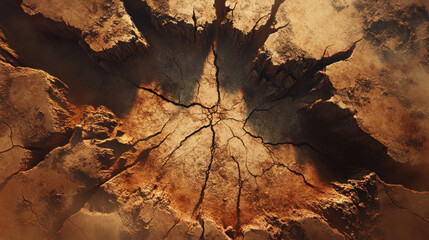 Fototapeta premium The ground has cracks in the top view for the background or graphic design