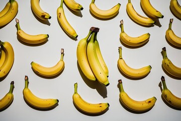 Vibrant Ripe Bananas on Bright White Background with Enhanced Depth of Field