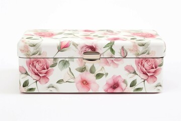 Decorative box , Isolated white background, flat lay