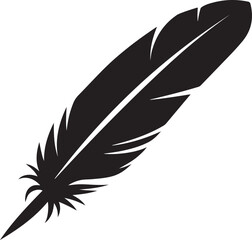 black and white feather, Feather icon silhouette vector style with white background