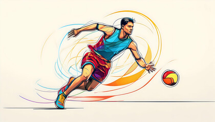 one line drawing and continue for the sport, Handball