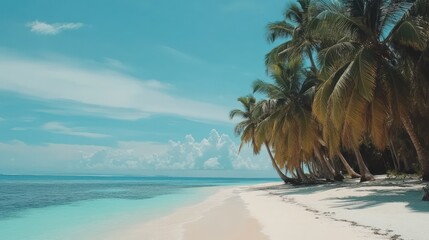 Tropical Paradise: Serene Beach with Palm Trees