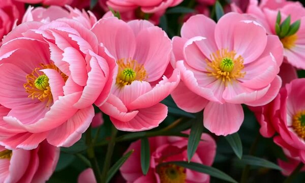 Pink flowers with green stems