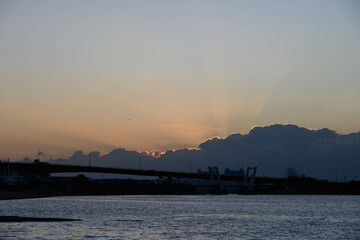 Naklejka premium 兵庫県西宮市香櫨園浜の夜明け