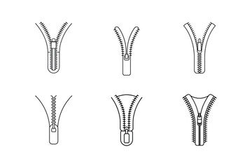 zipper icon line art vector illustration