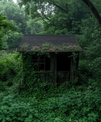 Abandoned Cabin in Lush Forest