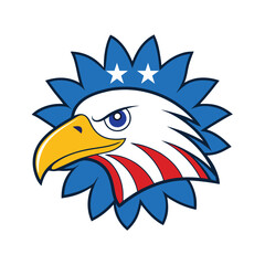 Fototapeta premium Eagle Head with American Flag Vector Art - Eagle Head Logo and Icon Design
