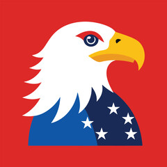 Eagle Head with American Flag Vector Art - Eagle Head Logo and Icon Design