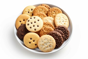 Assorted Cookies , Isolated white background, flat lay