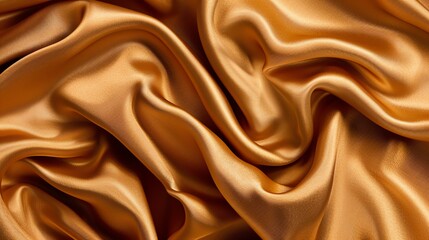 Obraz premium A close-up of a piece of smooth, golden satin fabric.