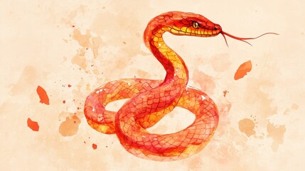 Obraz premium Happy Chinese New Year 2025,Year of the snake zodiac sign,Snake illustration and design,Asian elements gold paper cut style,Lunar new year concept,New Year card 2025.