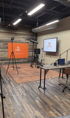 Modern Business Studio with Professional Audio-Visual Equipment