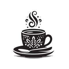 Coffee cup silhouette icon, tea cup logo, symbols vector illustration silhouette image template.eps 10.