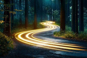 Obraz premium Luminous Path Through the Forest.