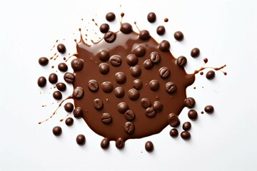 Fototapeta premium Chocolate Topping , Isolated white background, flat la