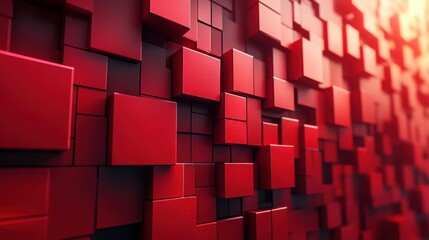 abstract vertical animation red geometric background with rotating cubes seamless looped video 3d rende
