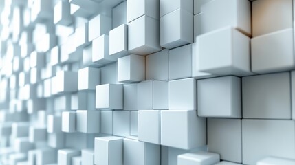 abstract vertical animation white geometric background with flying cubes seamless looped video 3d rende