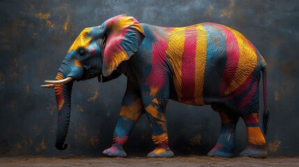 Fototapeta premium an elephant with colorful stripes