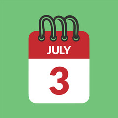 July 3 Calendar icon vector illustration.
