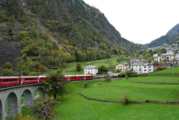 Brusio Loop Bridge from Bernina Express - Switzerland