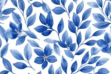 blue floral watercolor seamless pattern