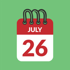 July 26 Calendar icon vector illustration.