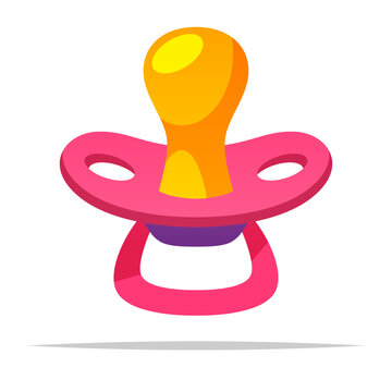Pink baby pacifier vector isolated illustration