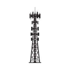 Cell Phone Tower silhouette vector illustration