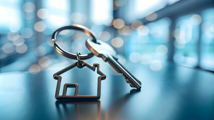 First Home Key House Silhouette Vector Floating Bokeh Background Symbolizing Homeownership Milestones Personal Achievements