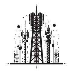 Obraz premium Cell Phone Tower silhouette vector illustration