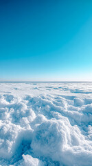 Expansive winter landscape showcasing vast fields of snow under a clear blue sky