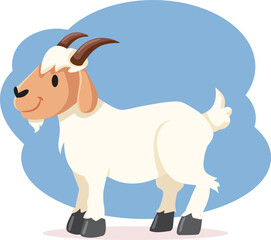 Goat Cartoon Animal Vector Illustration Character Mascot. Funny cartoon representation of a domestic animal 
