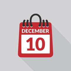 December 10 Calendar icon vector illustration.