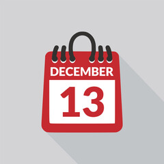December 13 Calendar icon vector illustration.