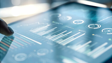 Close Up Laptop Screen Featuring Eco Friendly Financial Dashboard with Green Analytics Reflecting Digital Sustainability