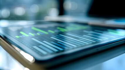 Eco Friendly Financial Dashboard Close Up on Laptop Screen with Green Analytics Symbolizing Sustainability in Finance