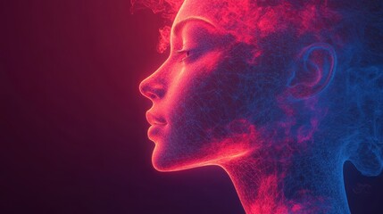 Fototapeta premium polygonal human face profile abstract modern 3d illustration of a conceptual head constructio