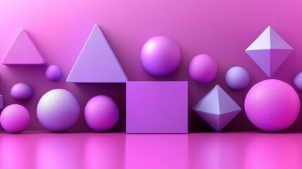 purple geometric shapes 3d rende
