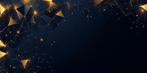 Abstract dark blue and gold polygon background banner design, Generative Ai
