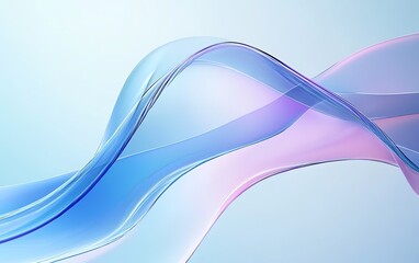 Flowing gradient transparent multilayer glass background, 3d rendering, Generative Ai