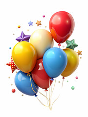 Festive Balloons Decorative Stars Vibrant Background Ample Copy Space Celebration Joyful Gatherings Stock Photo
