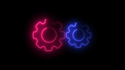 Glowing gear symbol isolated on brick wall background.  Business analysis symbol. Vector Illustration.