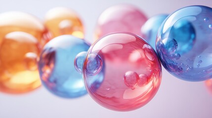 set of colored bubbles 3d rende
