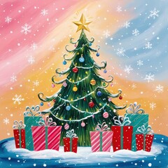 Christmas house in the night