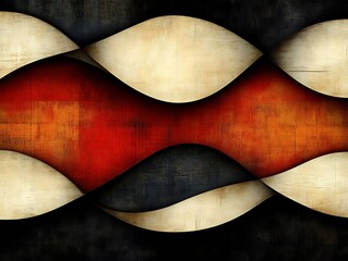 Obraz premium Abstract Beige Red Black Wave Art Design